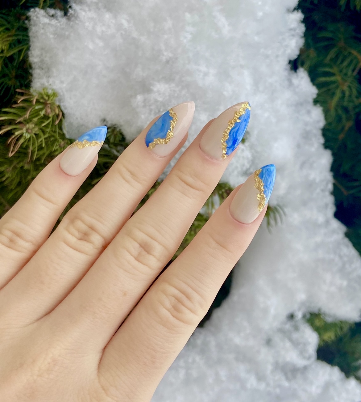 Blue Marble with Gold