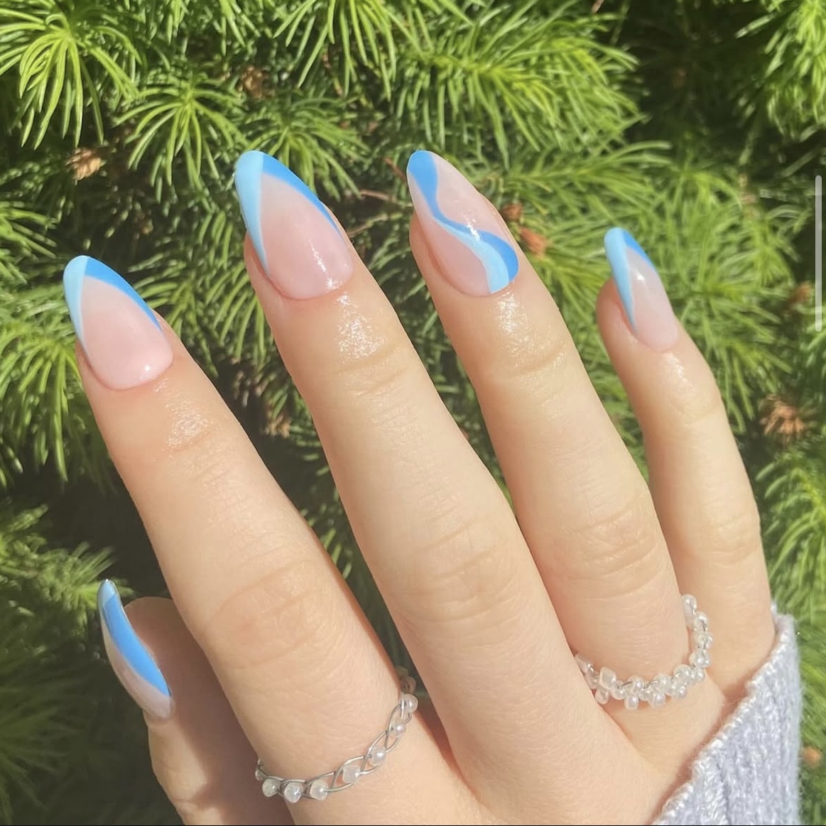 Blue V French and Swirls