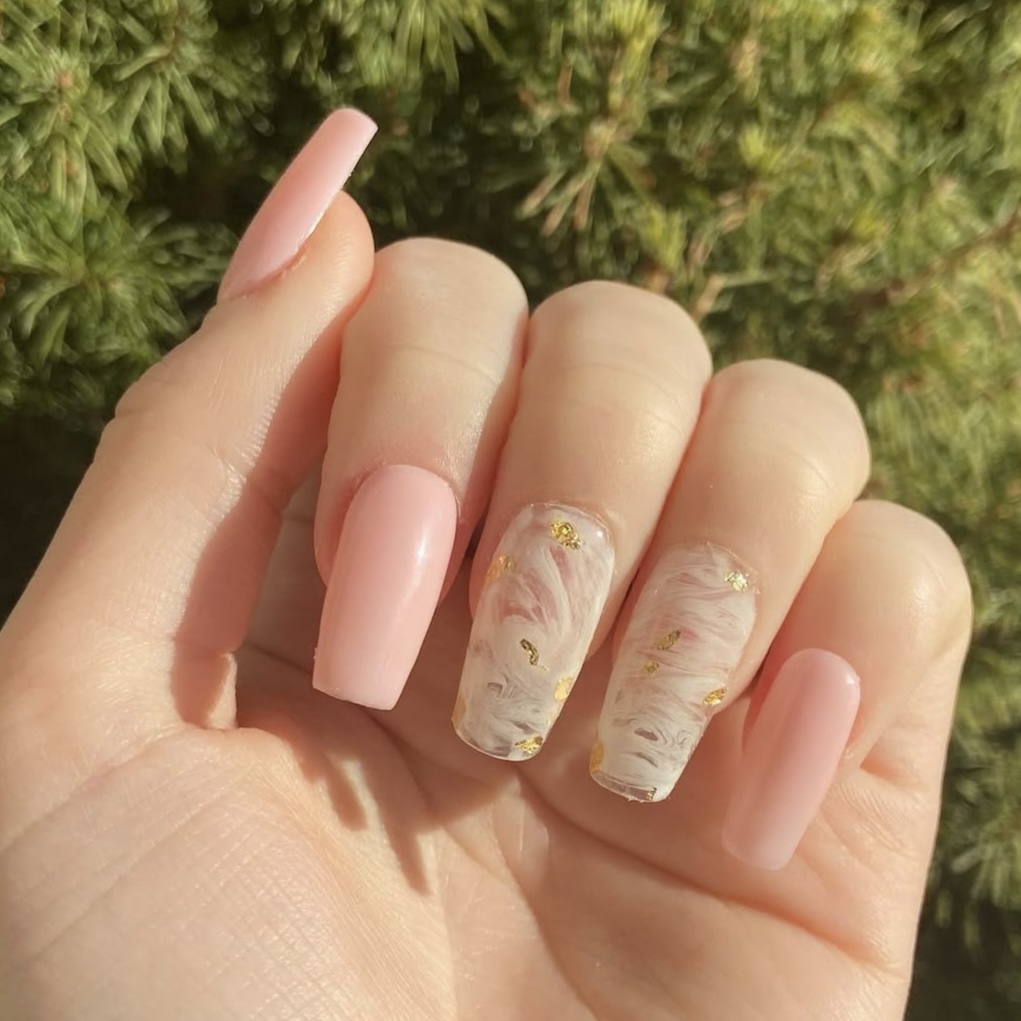 Pink and White and Gold Marble